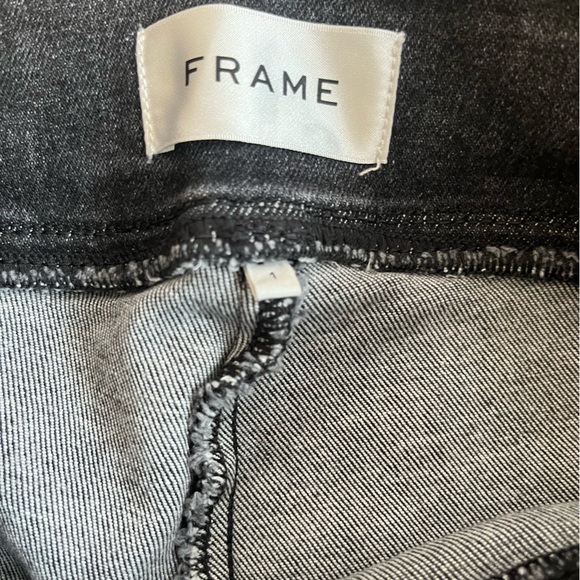 Frame Super Y2K 2000s The Jetset Crop Mini Boot Dark Denim Flare Pull On Jeans - Picture 8 of 10